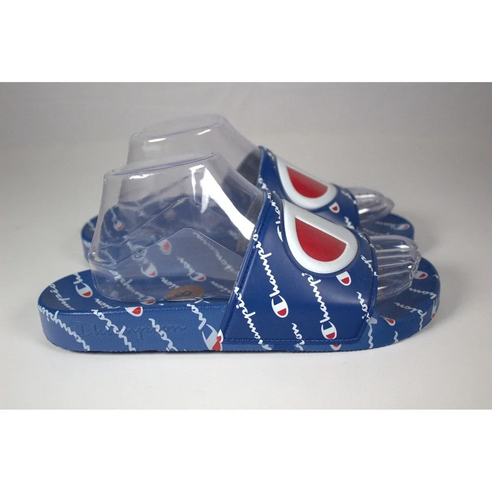 Champion IPO Repeat Mens US 8 M Slide Sandals Royal Blue White Slip On Casual